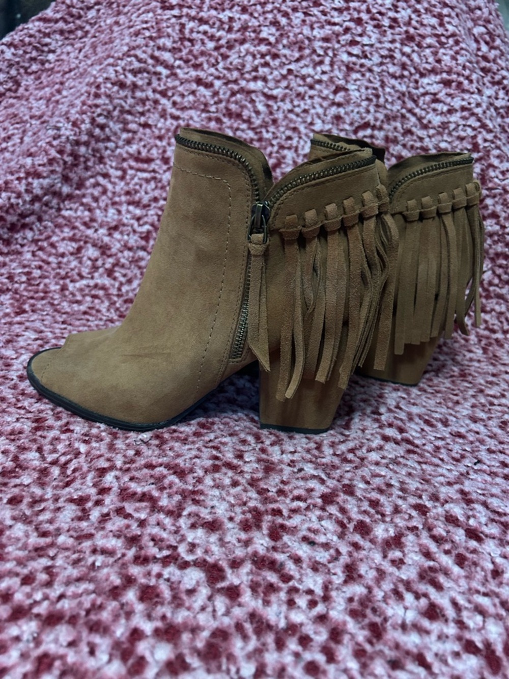 Women’s Tan Suede Fringe Ankle Boots